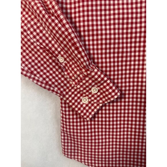Facconable Mens Red Gingham Button Down Shirt Classic Quality Cotton Made in USA - Picture 7 of 11